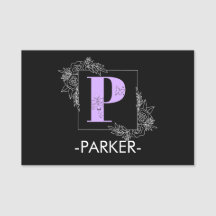 Lila Blommigt Butterfly Anpassningsbar Monogram - 