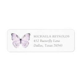 Lila Blommigt Butterfly Baby Shower Returadress Etikett