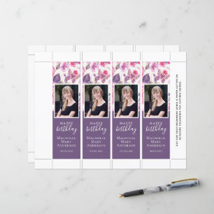 Lila Blommigt Butterfly Birthday Bookmark-mall
