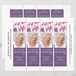 Lila Blommigt Butterfly Funeral Bookmark-mall