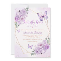 Lila Blommigt Butterfly Kisses Girl Baby Shower