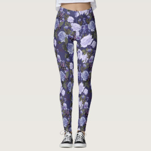 Lila Blommigt Butterfly Kvinnors bensin Leggings