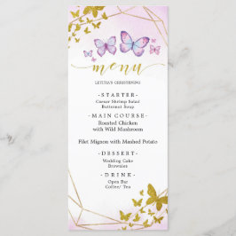 Lila Blommigt Butterfly Party Menu Sign Meny