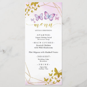 Lila Blommigt Butterfly Party Menu Sign Meny