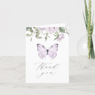 Lila Blommigt Butully Girl Baby Shower Tack Kort