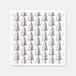 Lila Blommigt Cake Möhippa Bröllop Pappersservett