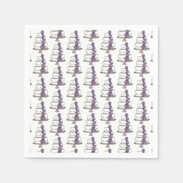 Lila Blommigt Cake Möhippa Bröllop Pappersservett (Framsidan)