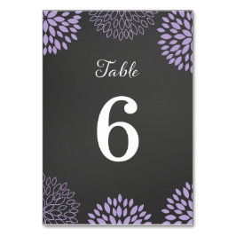 Lila Blommigt Chalkboard Bröllop Bordsnummer Card