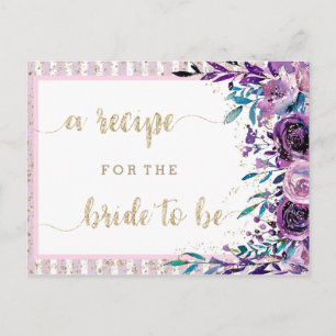 Lila Blommigt Champagne Möhippa Recept Card Vykort