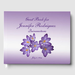 Lila Blommigt Crocus Flower Quinceañera Guest Bok