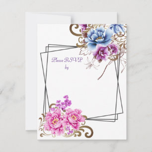 Lila Blommigt Delight OSA Response Bröllop Card Kort
