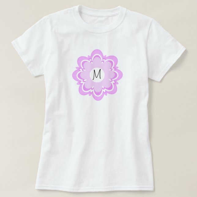 Lila Blommigt Design Mönster Add Initial - skuggor T Shirt (Design framsida)
