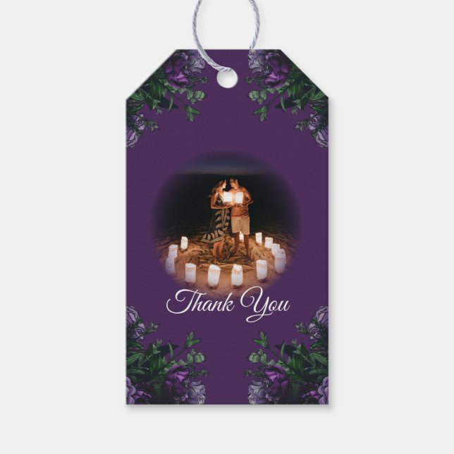 Lila Blommigt Elegant bröllop Gothic Presentetikett (Framsidan)