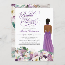  Lila Blommigt Elegant bröllop Gown Möhippa  Inbjudningar