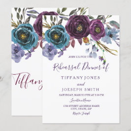 Lila Blommigt Elegant för vattenfärg - repetitions Inbjudningar