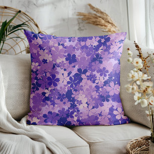 Lila Blommigt Elegant Violet Blommar Mönster Kudde