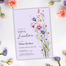 Lila Blommigt Elegant WildblomMöhippa Luncheon Inbjudningar
