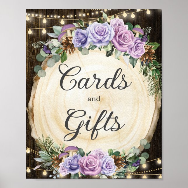 Lila Blommigt Enchanted Forest Card & Gifts Poster (Framsidan)