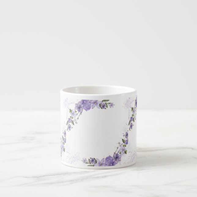 Lila Blommigt Espressomugg (Framsidan)