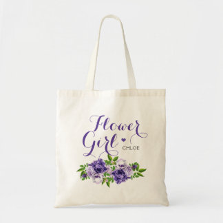 Lila Blommigt Flower Girl Tygkasse