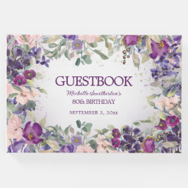 Lila Blommigt för Rosa Anpassningsbar 80:e födels Gästböcker