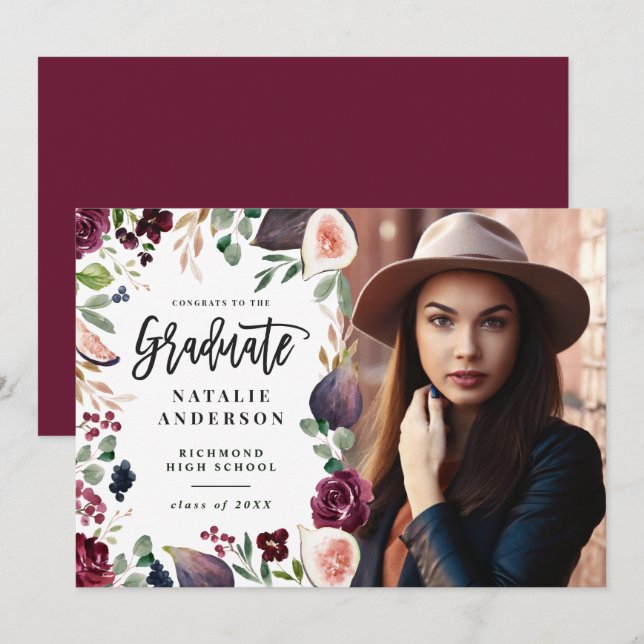 Lila blommigt-fotot student meddelande (Fram/baksida)