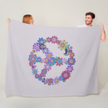 Lila Blommigt Fredstecken Fleece Blanket