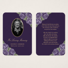 Lila Blommigt Funeral Prayer Card Visitkort