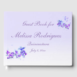 Lila Blommigt Garden Flower Quinceanera Guest Bok