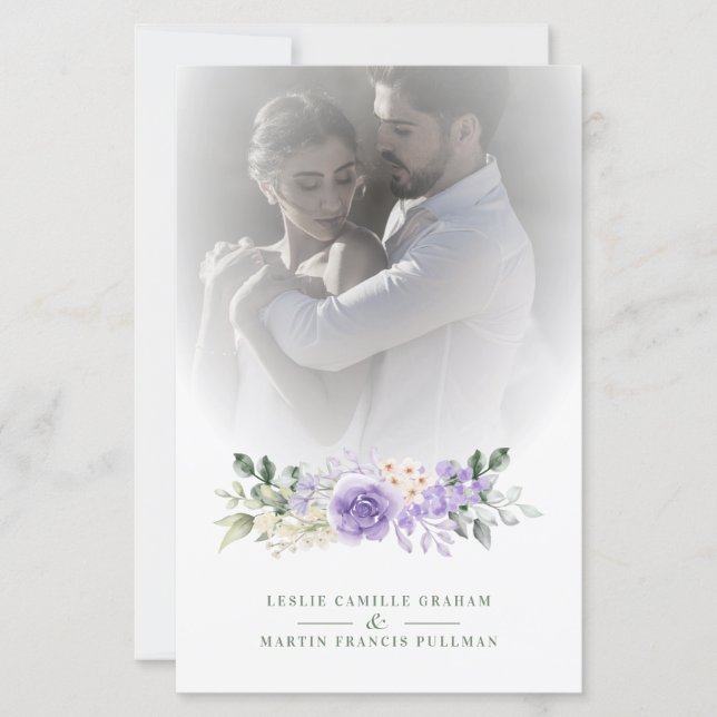 Lila Blommigt Garland Romantic Photo Bröllop (Framsida)