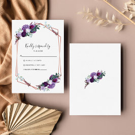 Lila Blommigt Geometric Botanical Bröllop OSA Kort