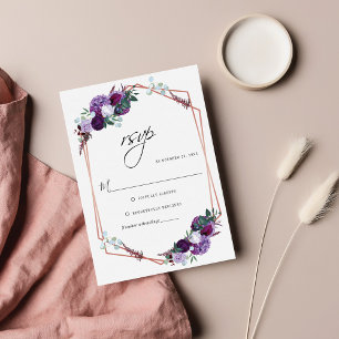 Lila Blommigt Geometric Botanical Bröllop OSA Kort