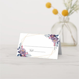 Lila Blommigt Geometric Botanical Bröllop Placeringskort