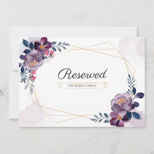 Lila Blommigt Geometric Bröllop Reserved Sign