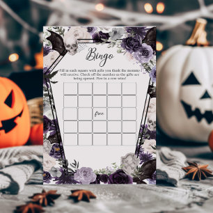 Lila Blommigt Gotham Baby Shower Bingo Game