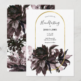 Lila Blommigt Gothic Boho Pagan Handfasteing Inbjudningar