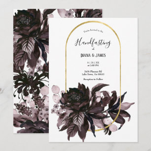 Lila Blommigt Gothic Boho Pagan Handfasteing Inbjudningar