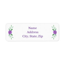 Lila Blommigt Greenery Foliage Adressetiketters Returadress Etikett