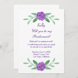 Lila Blommigt Greenery Foliage Bridesmaid Card Inbjudningar