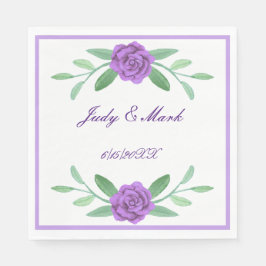 Lila Blommigt Greenery Foliage Papper Napkins Pappersservett