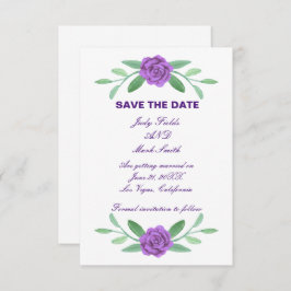 Lila Blommigt Greenery Foliage Save Date Card Spara Datumet