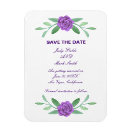 Lila Blommigt Greenery Foliage Spara datum Magnet