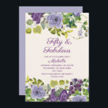 Lila Blommigt Grönt Löv 50 Fabulous Birthday Inbjudningar<br><div class="desc">Plommonets vattenfärgade blommigt med grönt viner och löv på botaniska trädgårdar för elfenbensgrädde 50:e födelsedagsfest inbjudan. Kontakta oss om du behöver hjälp med att anpassa eller matcha produkter.</div>