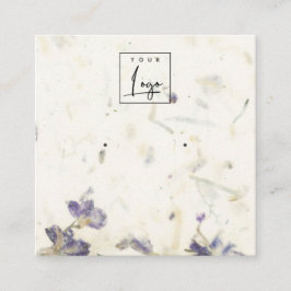 Lila Blommigt Handmade made Papper Struktur-avläsn Fyrkantigt Visitkort