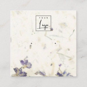 Lila Blommigt Handmade made Papper Struktur-avläsn Fyrkantigt Visitkort
