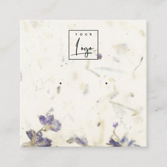 Lila Blommigt Handmade made Papper Struktur-avläsn Fyrkantigt Visitkort (Framsida)