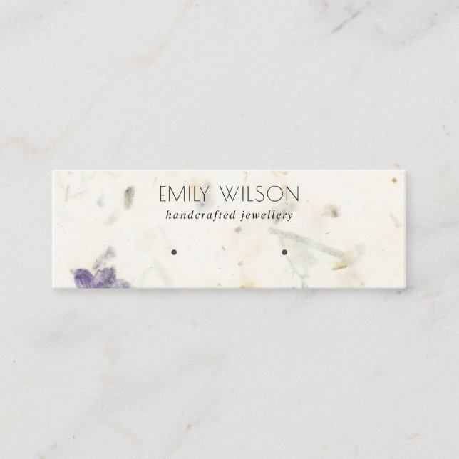 Lila Blommigt Handmade made Papper Struktur-avläsn Mini Visitkort (Framsida)