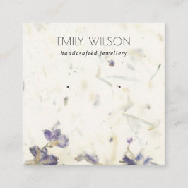 Lila Blommigt Handmade made Papper Visning för stu Fyrkantigt Visitkort