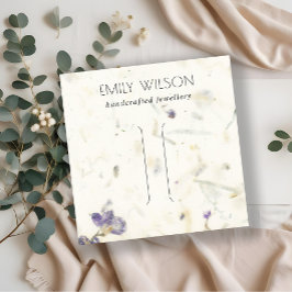 Lila Blommigt Handmade Pappra Struktur Hair Clip Fyrkantigt Visitkort