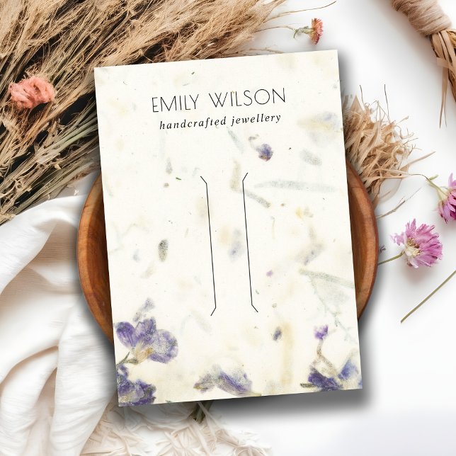 Lila Blommigt Handmade Pappra Struktur Hair Clip Visitkort (Skapare uppladdad)